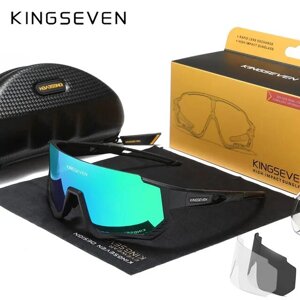 Протиударні велосипедні поляризаційні сонцезахисні окуляри KINGSEVEN LS910 Black Green Код/Артикул 184