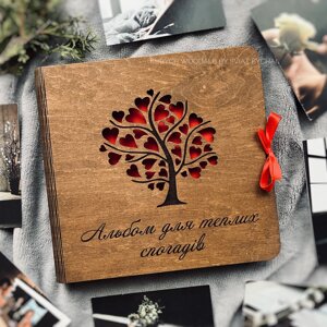 Фотоальбом з дерева на подарунок на весілля, річницю, день народження, ювілей Код/Артикул 182
