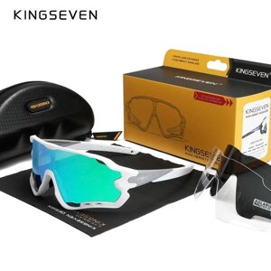 Протиударні поляризаційні сонцезахисні окуляри для велоспорту KINGSEVEN LS-911 White Green Код/Артикул 184