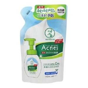 ROHTO Acnes Medicated Fluffy Foam Cleanser пінка, що очищає, для обличчя, змінний блок 140 мл під замовлення з Японії