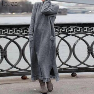 ZANZEA Зимова тепла повсякденна сукня-пуловер з довгим рукавом Під замовлення з Франції за 30 днів. Доставка