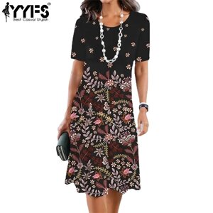 YYFS Жіноча мода літо весна повсякденні сукні з коротким рукавом та круглим вирізом під замовлення за 30 днів доставка