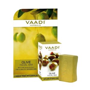 Оливкове мило для обличчя з екстрактами Яблука та Папайї (25 г), Olive Facial Bar with Apple & Papaya Extract, Vaadi