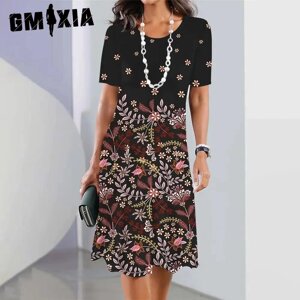 GMXIA Жіноча мода літо весна повсякденні сукні з довгим рукавом та круглим вирізом під замовлення за 30 днів доставка
