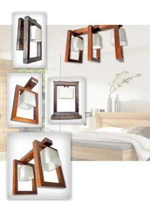 Люстра стельова на 2 плафони з натурального дерева коричнева для спальні коридору Рамка/2 Код/Артикул 2102-4