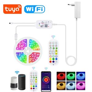 Tuya Smart Wireless WiFi Світлодіодна стрічка 12 В RGB 5050 Працює з Alexa Google Home Голосове керування RGB Під