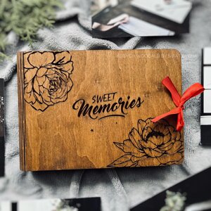 Дерев'яний фотоальбом для закоханих | Креативний подарунок для дівчини, дружини, подруги Код/Артикул 182