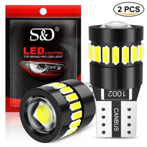 2 Шт. W5W T10 світлодіодні лампи Canbus 3014 + 3030 18SMD 6000K 168 194 Led 5w5 клин салону автомобіля купольні ліхтарі