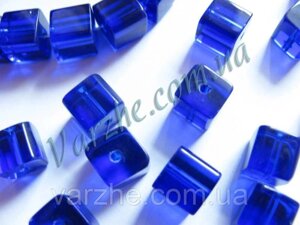 5 шт Скляна намістина, синя, куб 6х6 мм Код/Артикул 192 SB-0035