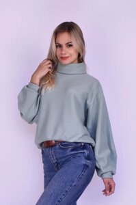 Жіночий светр оверсайз, короткий з ангори рубчик, оливковий Код/Артикул 24 503GN XS-M