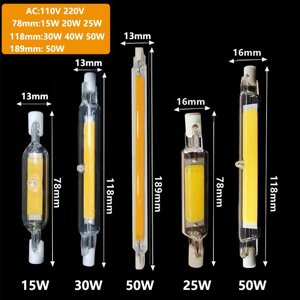 Світлодіодна скляна трубка COB R7s 78 мм 189 мм 118 мм J78 J118 висока потужність COB лампочка AC 110 120 130 В Під