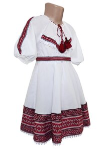 Сукня з фатіном для дівчинки на домотканому полотні з рукавом 3/4 Код/Артикул 64 07024