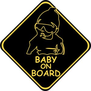 Знак "BABY ON BOARD" (Модний, чорний) на авто МАГНІТНИЙ зйомний Код/Артикул 173 Код/Артикул 173 Код/Артикул 173