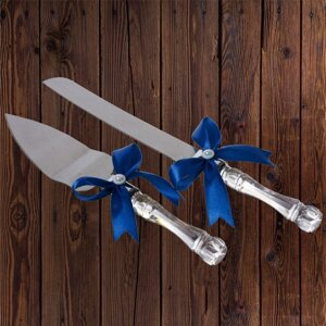 Набір ніж і лопатка для весільного торта (синій колір) Код/Артикул 84 DC-0168-21