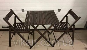 Комплект складаних дерев'яних 2 стільців і стола для саду, дачі, відпочинку Код/Артикул 186 773шоколад