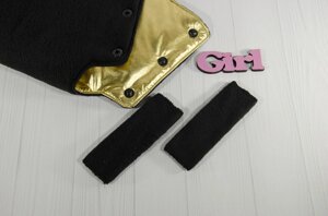Муфта рукавички відрядна, на коляску / санки, для рук, чорний фліс (колір - золотий) Код/Артикул 81 100863