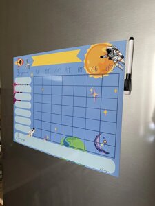 Дитячий мотиваційний магнітний планер на холодильник А3 з маркером Космос Код/Артикул 83