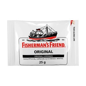 Таблетки Fisherman's Friend, Original, Оригінальні пастилки, евкаліптова олія, стручковий перець, солодка, ментол, 25