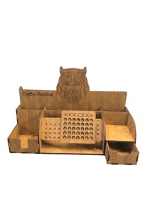 Настільний органайзер для канцелярії Woodcraft з дерева Сова 35х12.5х22см Код/Артикул 29 А214