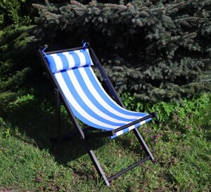Розкладне дерев’яне крісло шезлонг з тканиною, для дачі, пляжу чи кафе. Колір каркасу: Чорний Код/Артикул 115 КШ-003/5