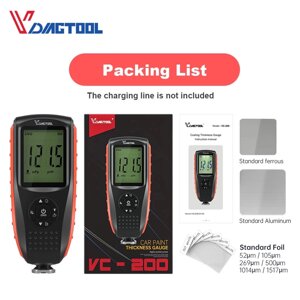 Автомобільний товщиномір VDIAGTOOL VC200 Fe & NFe, вимірювач товщини лакофарбового покриття автомобіля Код/Артикул