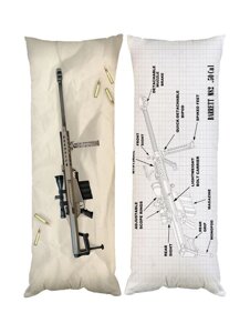 Подушка дакімакура снайперка Barrett M82 декоративна ростова подушка для обіймання двостороння Код/Артикул 65