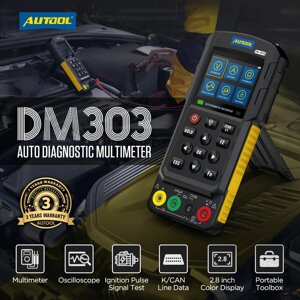 AUTOOL DM303 — автомобільний мультиметр-осцилограф (2.8" кольоровий дисплей, меню рус яз) Код/Артикул 13