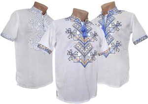 Стильна чоловіча вишиванка на короткий рукав у білому кольорі Код/Артикул 05013