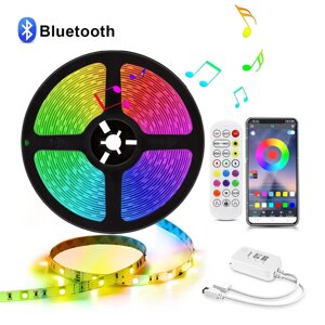 Світлодіодні стрічки Bluetooth для кімнати, спальні, вечірки, казкове світло, гірлянда DC12V 5050 SMD RGB, гнучка Під