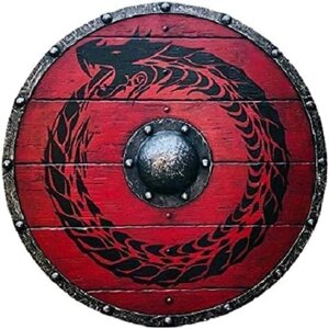 Дерев'яний захисний щиток Viking Round Dragon Face Shield, 24-дюймовий щит ручної роботи червоний під замовлення з