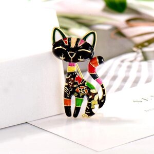 Blucome Емальовані брошки у вигляді тварин, милі барвисті кішки у формі корсажу, сумка для костюма, шпилька
