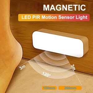 3 Вт світлодіодний PIR датчик руху, бездротовий USB перезаряджається магнітний світлодіодний нічник, лампа для під
