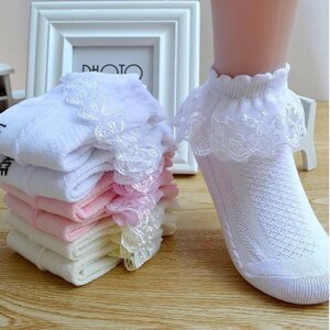 Бавовняні літні шкарпетки з воланами для маленьких дівчаток