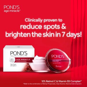 POND'S Денний крем Age Miracle 50 г, SPF 18 PA++, антивіковий легкий зволожуючий засіб для обличчя для зменшення під