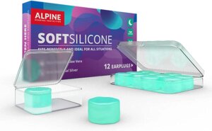 Беруші для сну та плавання з пластичного силікону Alpine SoftSilicone з екстрактом алое віра та частинками