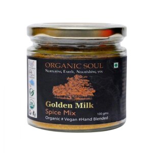 Суміш спецій Золоте молоко (100 г), Golden Milk Spice Mix, Organic Soul під замовлення з Індії за 45 днів, доставка