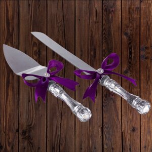 Набір ніж і лопатка для весільного торта (фіолетовий колір) Код/Артикул 84 DC-0168-29
