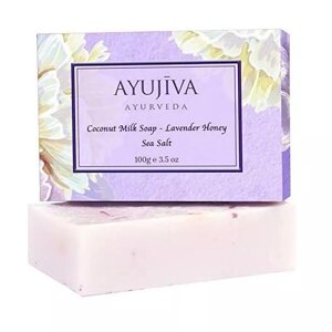 Мило з Кокосовим молоком, Лавандою, Медом та Морською сіллю (100 г), Luxury Classic Coconut Milk Soap With Lavender