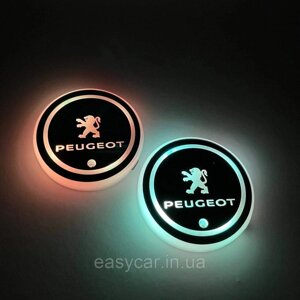 Підсвітка в підсклянник із логотипом PEUGEOT з датчиком світла на акумуляторі Код/Артикул 189 PEUGEOT