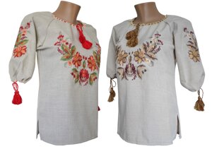 Жіноча вишита блуза з льону великих розмірів в етно стилі Код/Артикул 64 04163