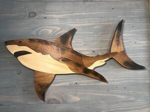 Картина з дерева ручної роботи "акула" Код/Артикул 26