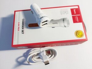 Зарядний пристрій автомобільний 2USB 2,4А + кабель Type-C Z27 Код/Артикул 30 5405