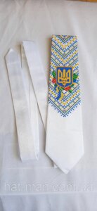 Краватка Парадна біла з тризубом КодАртикул 2