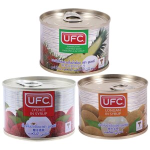 Набір UFC, Рамбутан, фарширований ананасом у сиропі, лічі в сиропі та лонганом у сиропі, 170 г. х 3 шт - Тайські фрукти