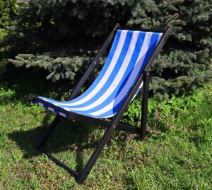 Розкладне дерев’яне крісло шезлонг з тканиною, для дачі, пляжу чи кафе. Колір каркасу: Чорний Код/Артикул 115 КШ-003/3