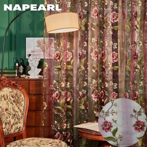 1 Шт. NAPEARL 10-20% Європейський стиль, світло в стилі ретро, розкішна напівпрозора тонка прозора фіранка с Під