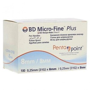 Голки інсулінові Мікрофайн плюс 8мм, BD Micro-fine Plus 31G Код/Артикул 23