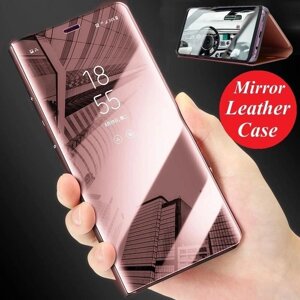 Прозорій вертикальний ддзеркало Smart Leather Case Flip Stand Protect Cover для Huawei Samsung Xiaomi IPhone Під