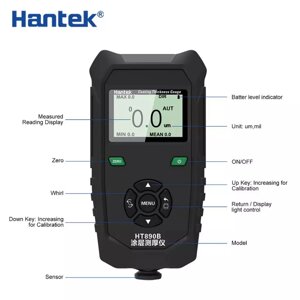 Автомобільний товщиномір Hantek HT890B Fe&NFe, вимірювач товщини лакофарбового покриття автомобіля Код/Артикул
