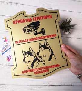 Табличка комбінована "Відеоспостереження" + "Злий собака" Код/Артикул 168 МФС-027